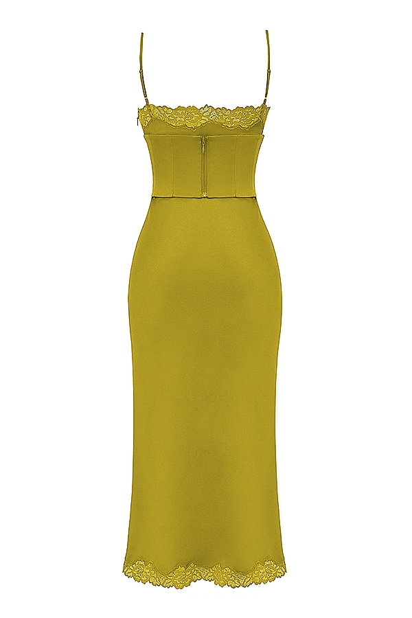 abito sottoveste in raso color chartreuse