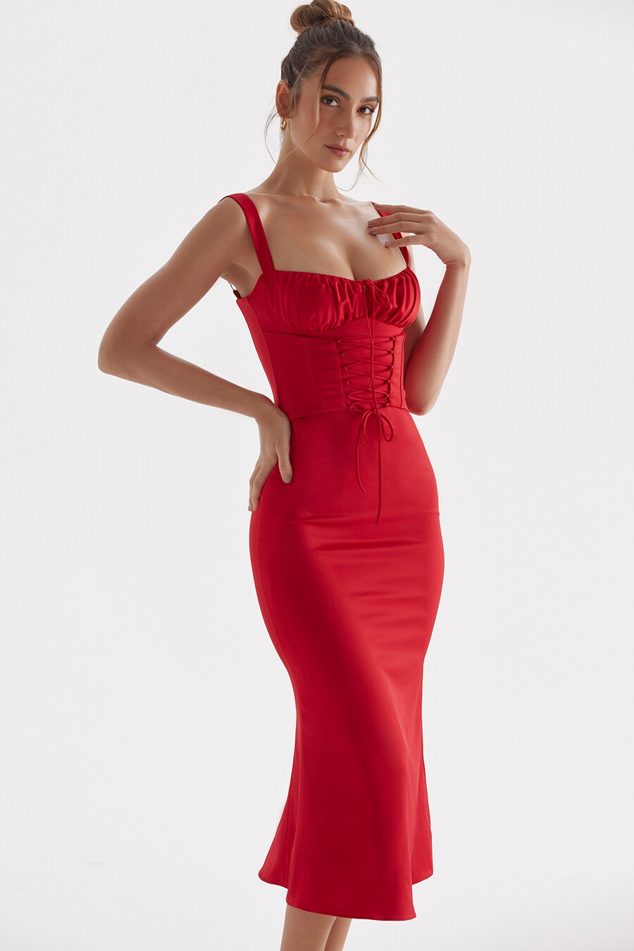 abito corsetto rosa rossa
