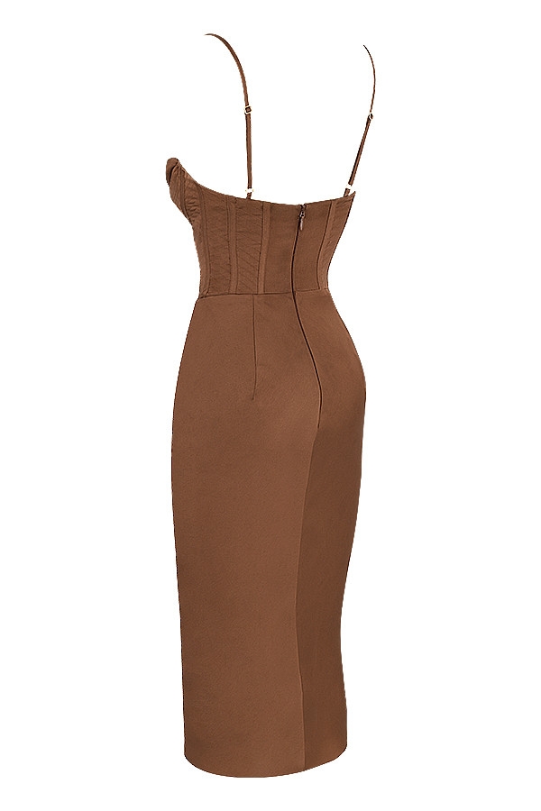abito sottoveste in raso color cioccolato