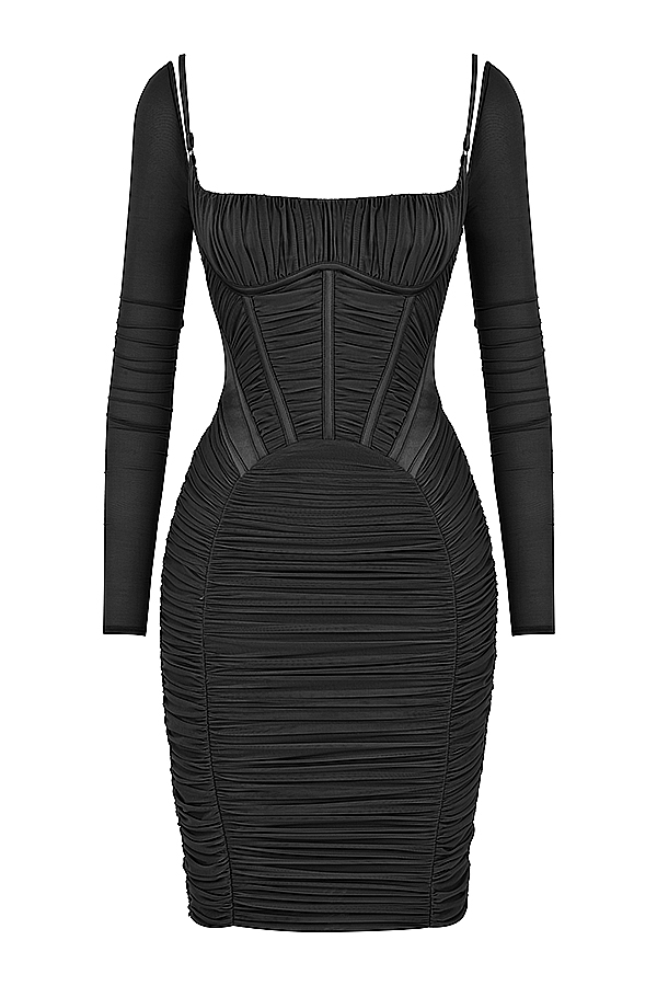 abito corsetto nero arricciato