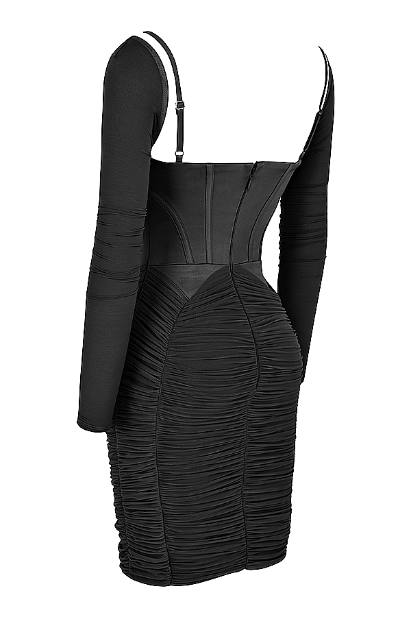 abito corsetto nero arricciato