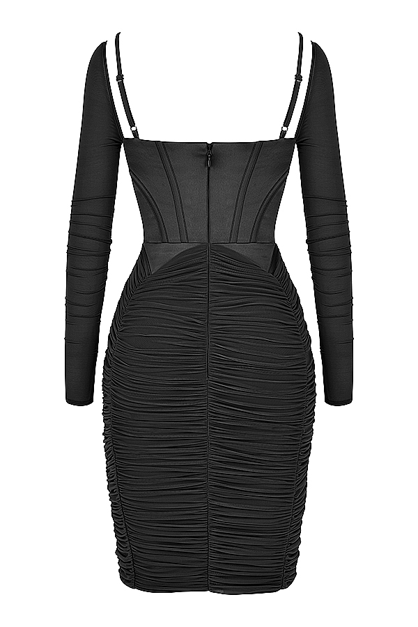 abito corsetto nero arricciato