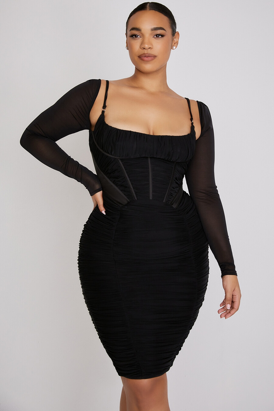 abito corsetto nero arricciato
