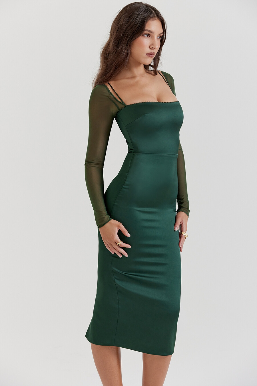 abito midi verde smeraldo
