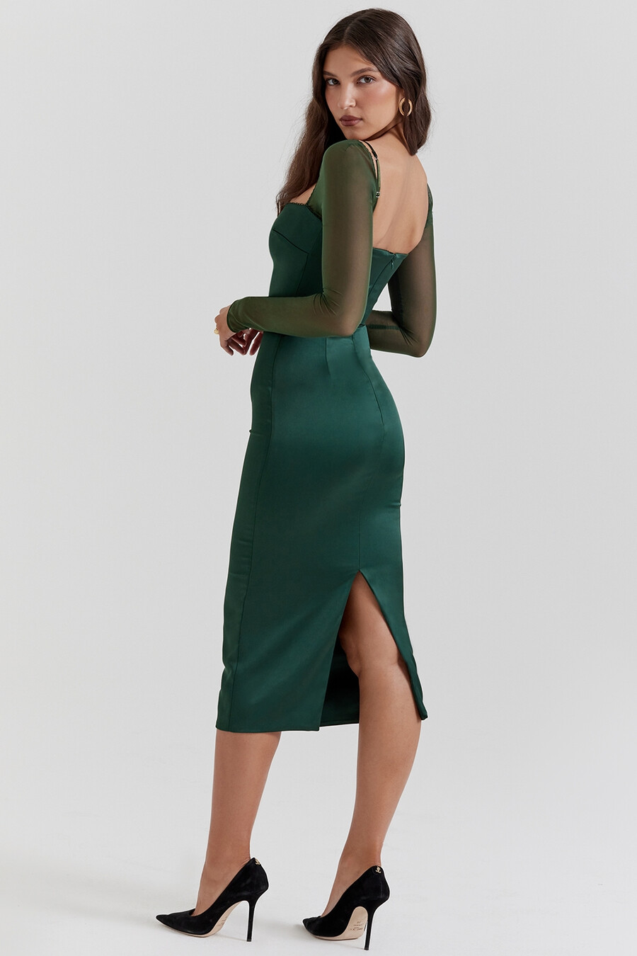 abito midi verde smeraldo