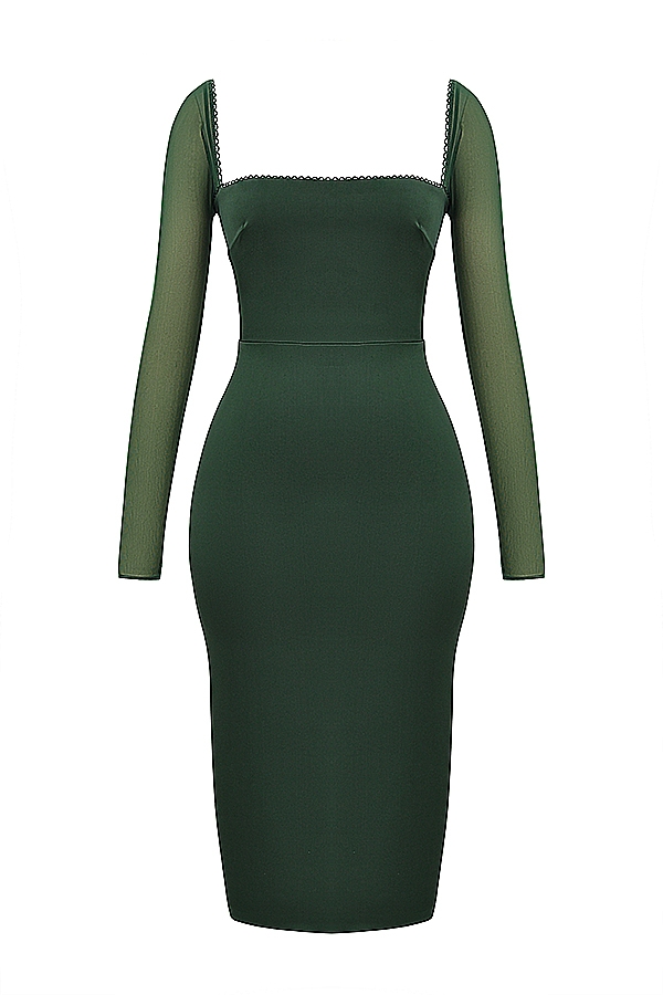 abito midi verde smeraldo