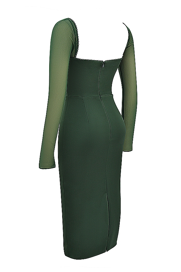 abito midi verde smeraldo