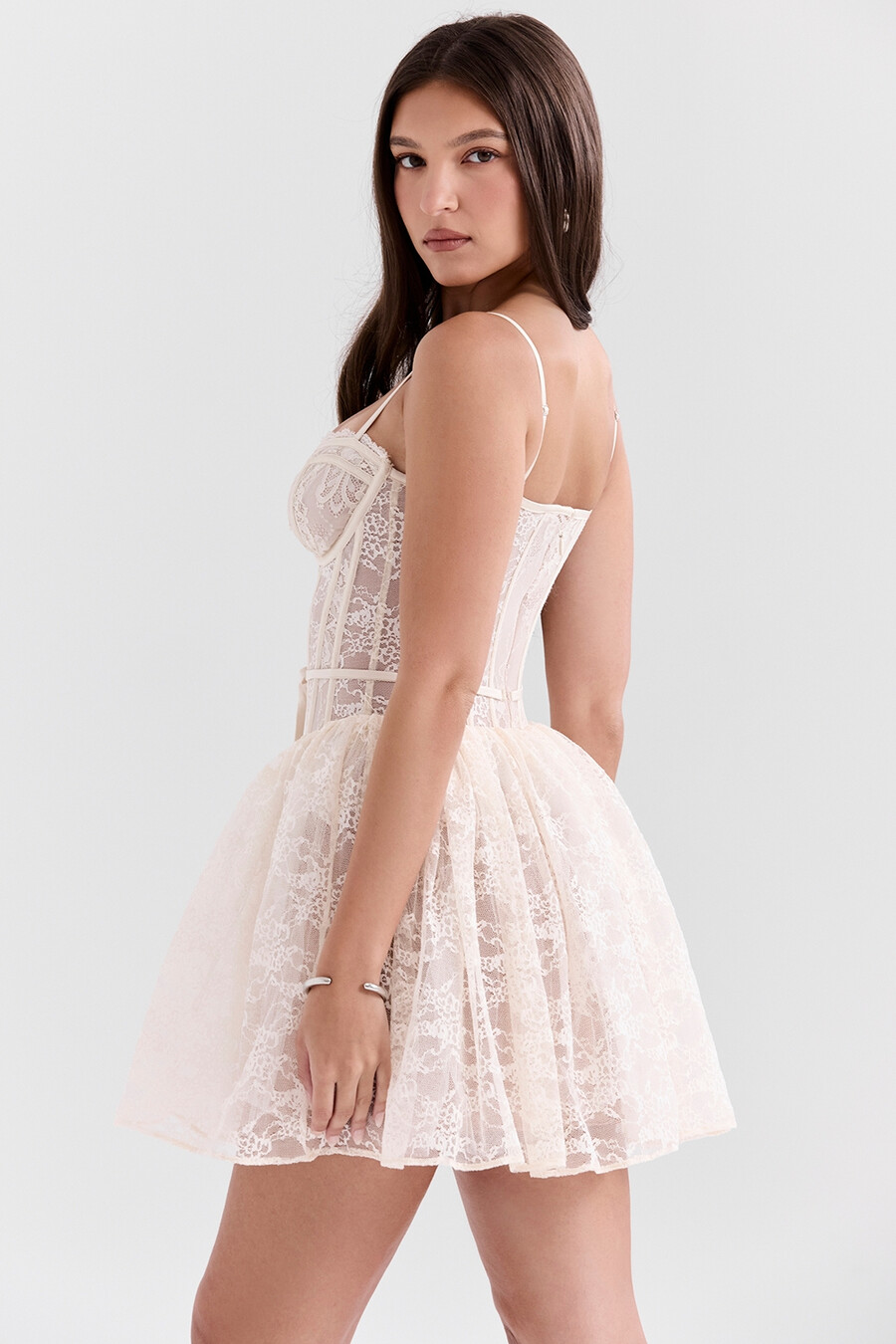 mini abito in pizzo crema vintage