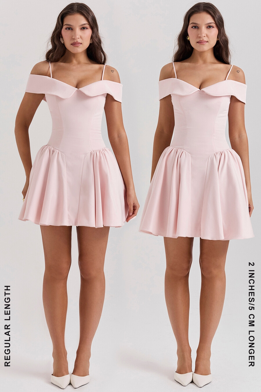 mini abito rosa ballerina con spalle scoperte