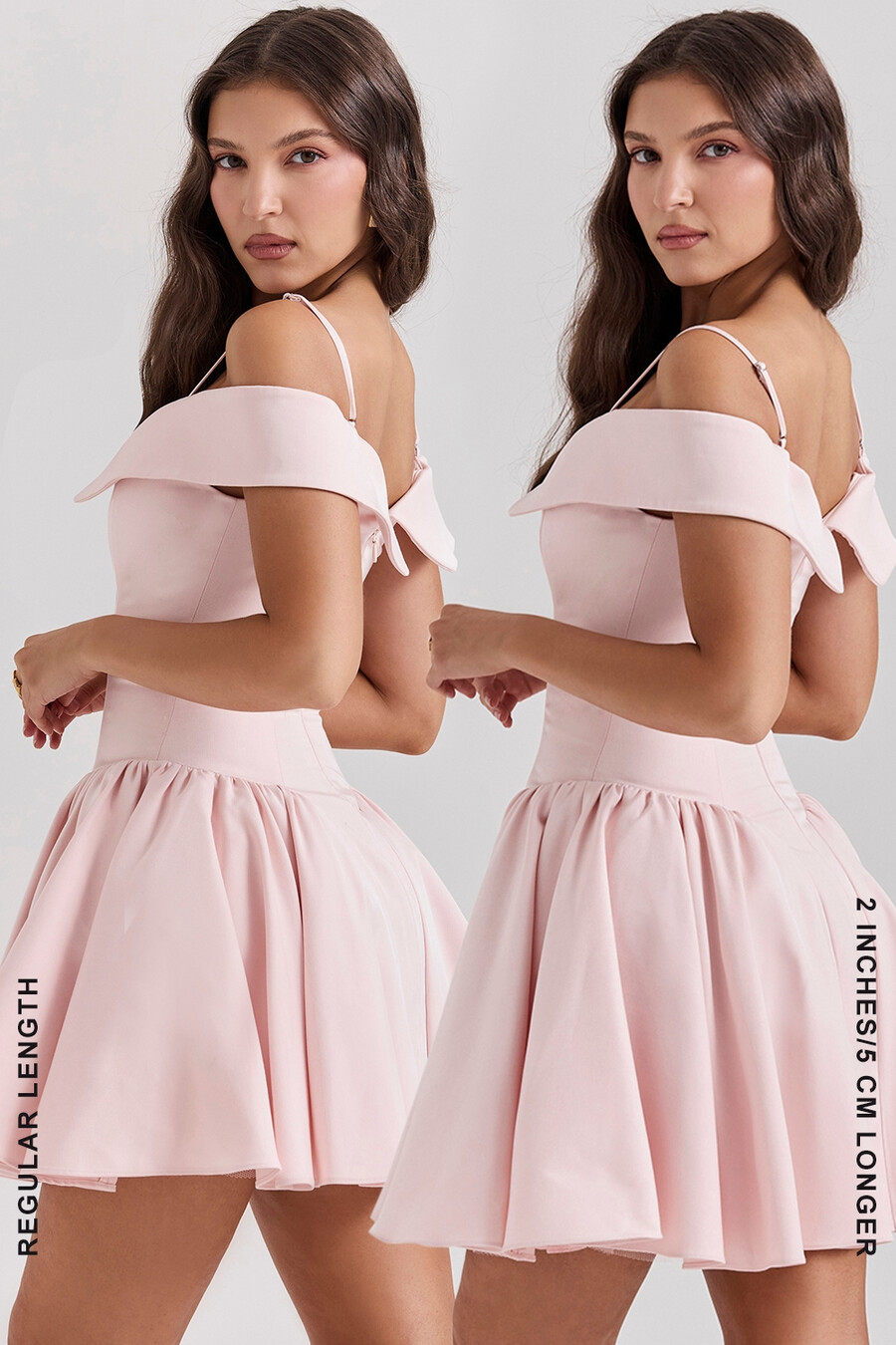 mini abito rosa ballerina con spalle scoperte