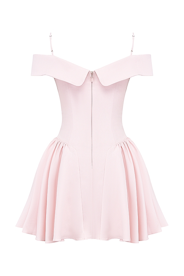 mini abito rosa ballerina con spalle scoperte