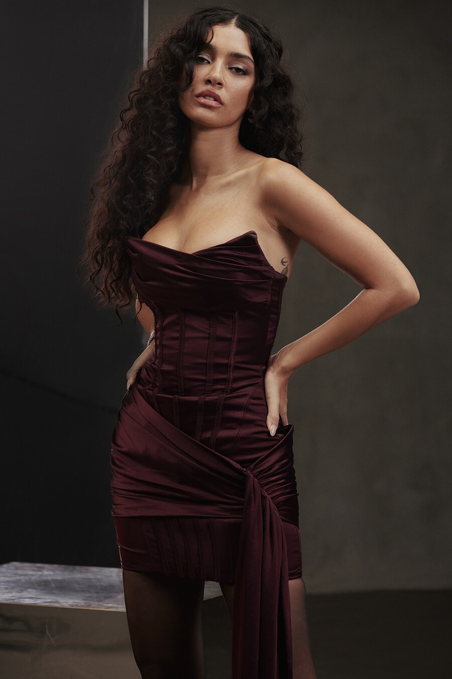 abito corsetto senza spalline mulberry