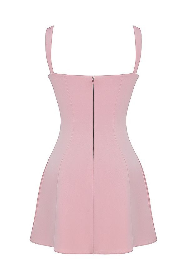 mini abito in raso rosa e pizzo