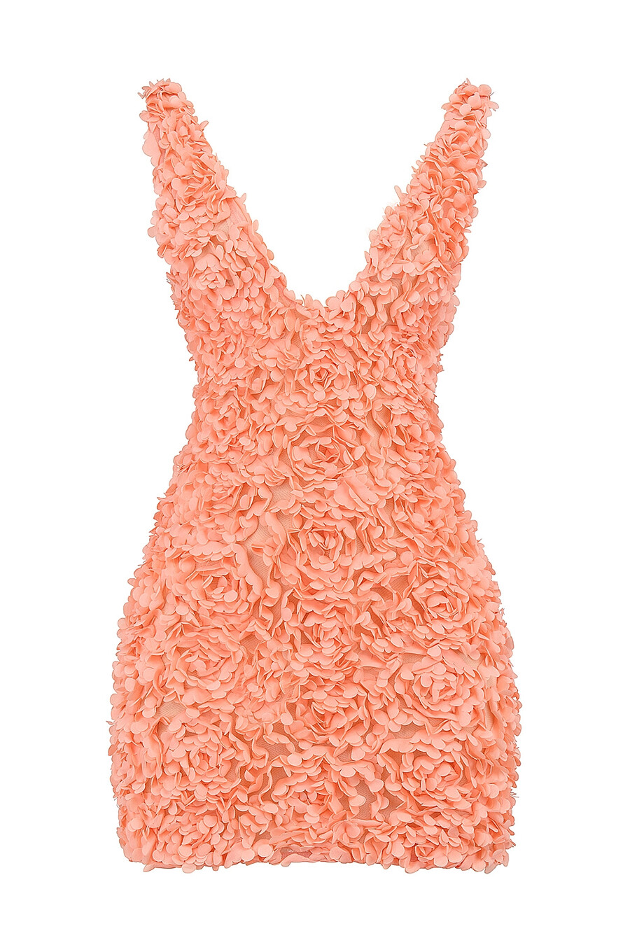 mini abito con applicazioni floreali e scollo a v sorbet