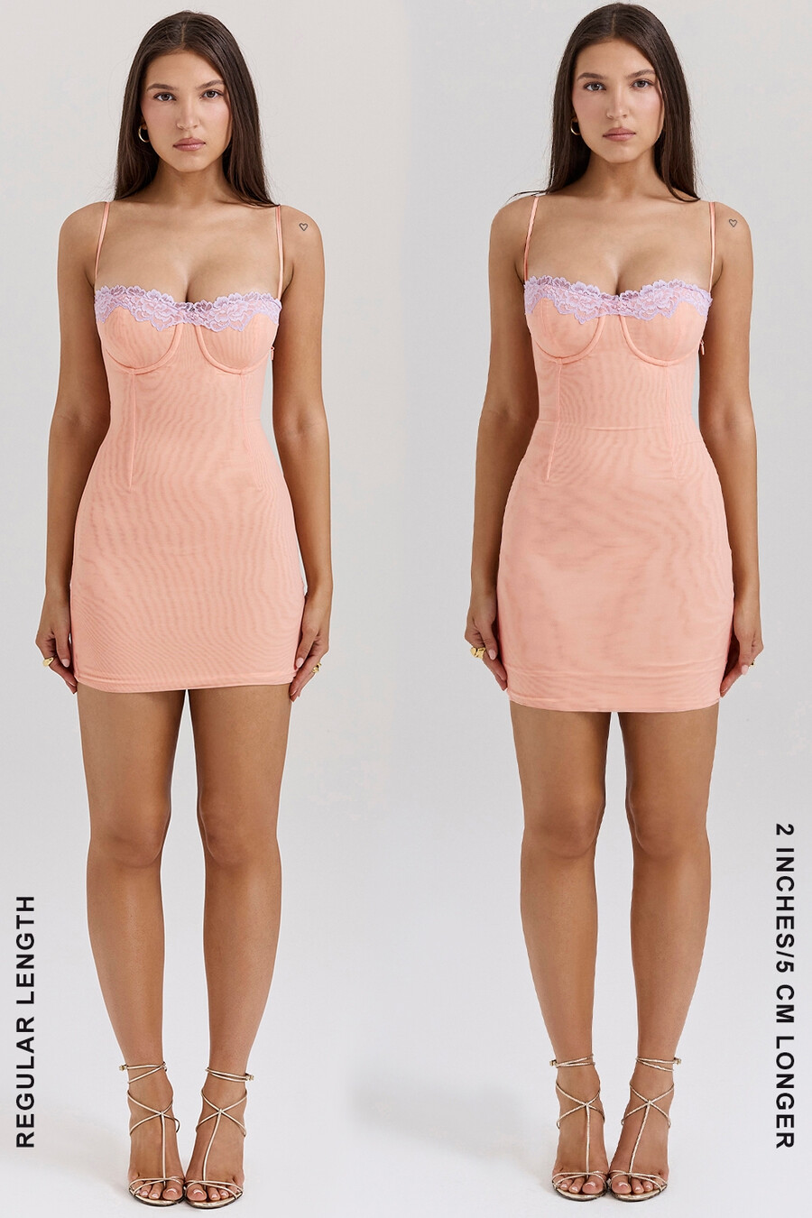 mini abito con rifiniture in pizzo sorbetto