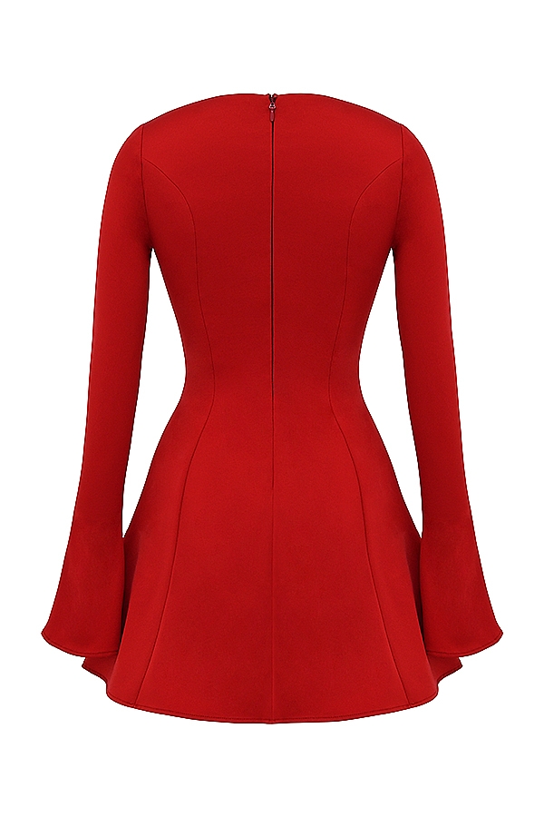 mini abito in raso rosso