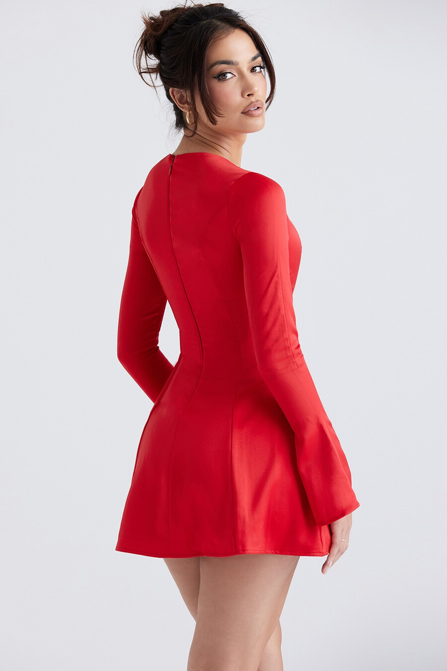 mini abito in raso rosso