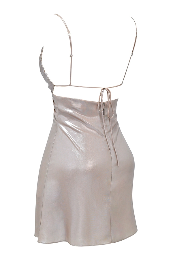 mini abito beige scintillante