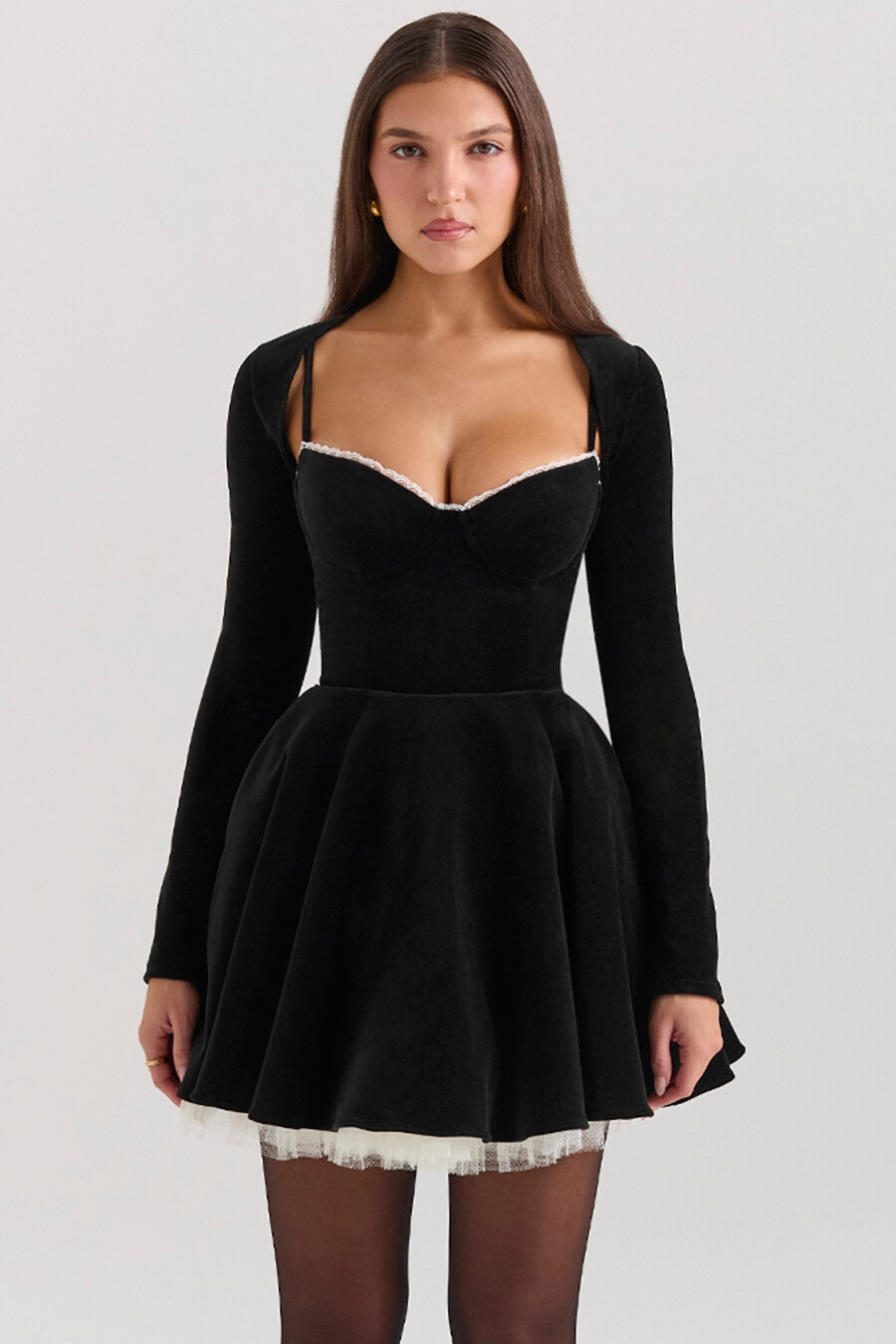 bolero corto in velluto elasticizzato nero