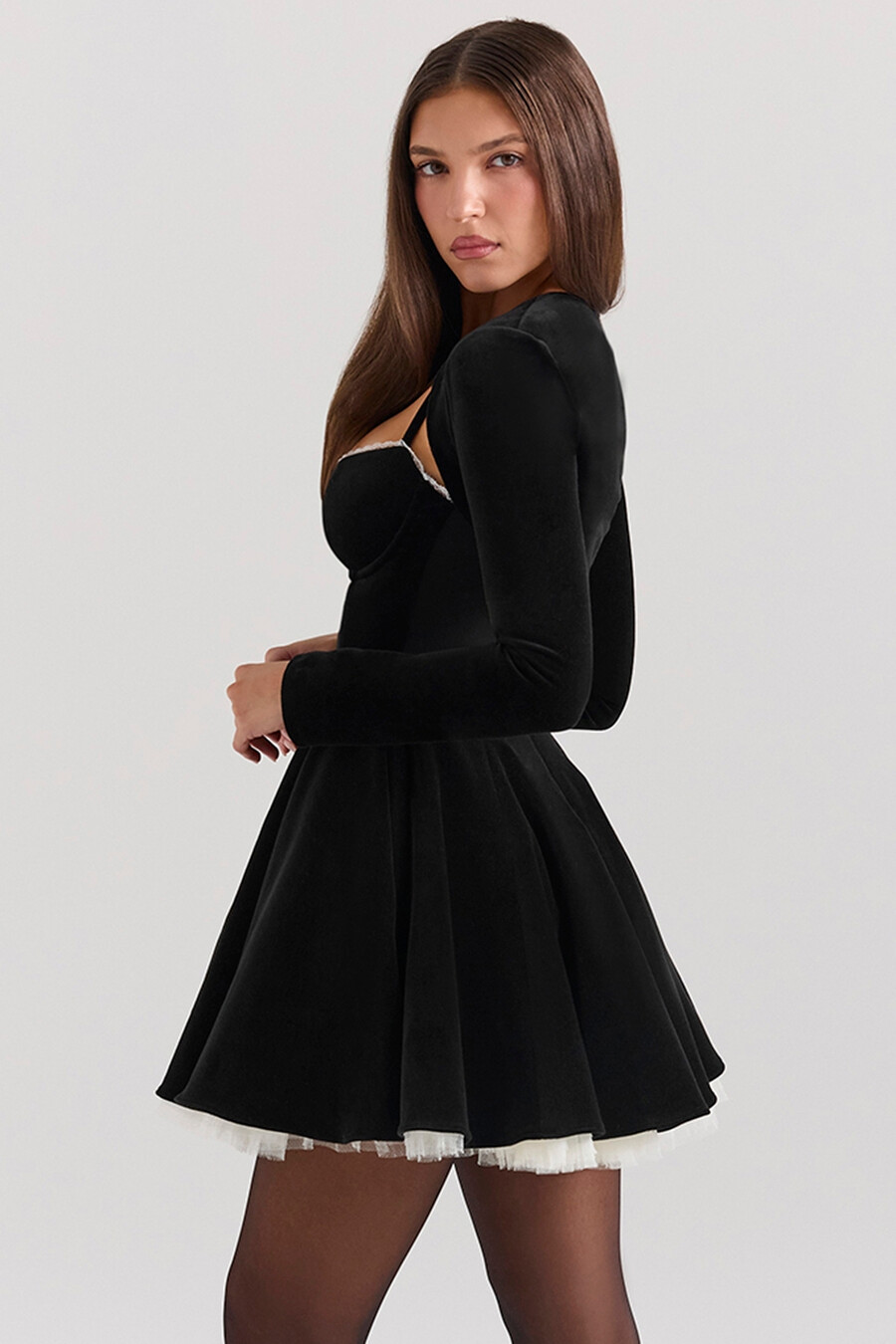 bolero corto in velluto elasticizzato nero
