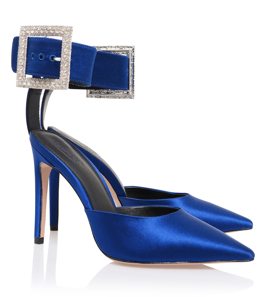 décolleté con fibbia in cristallo blu cobalto