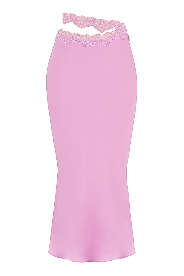 gonna lunga con pizzo rosa