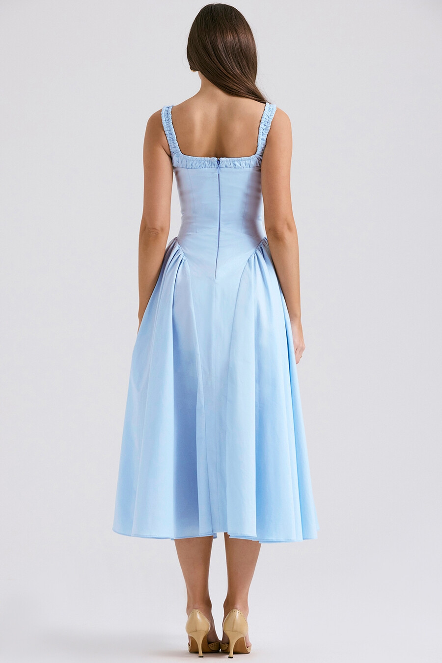 abito estivo midi in cotone azzurro italiano