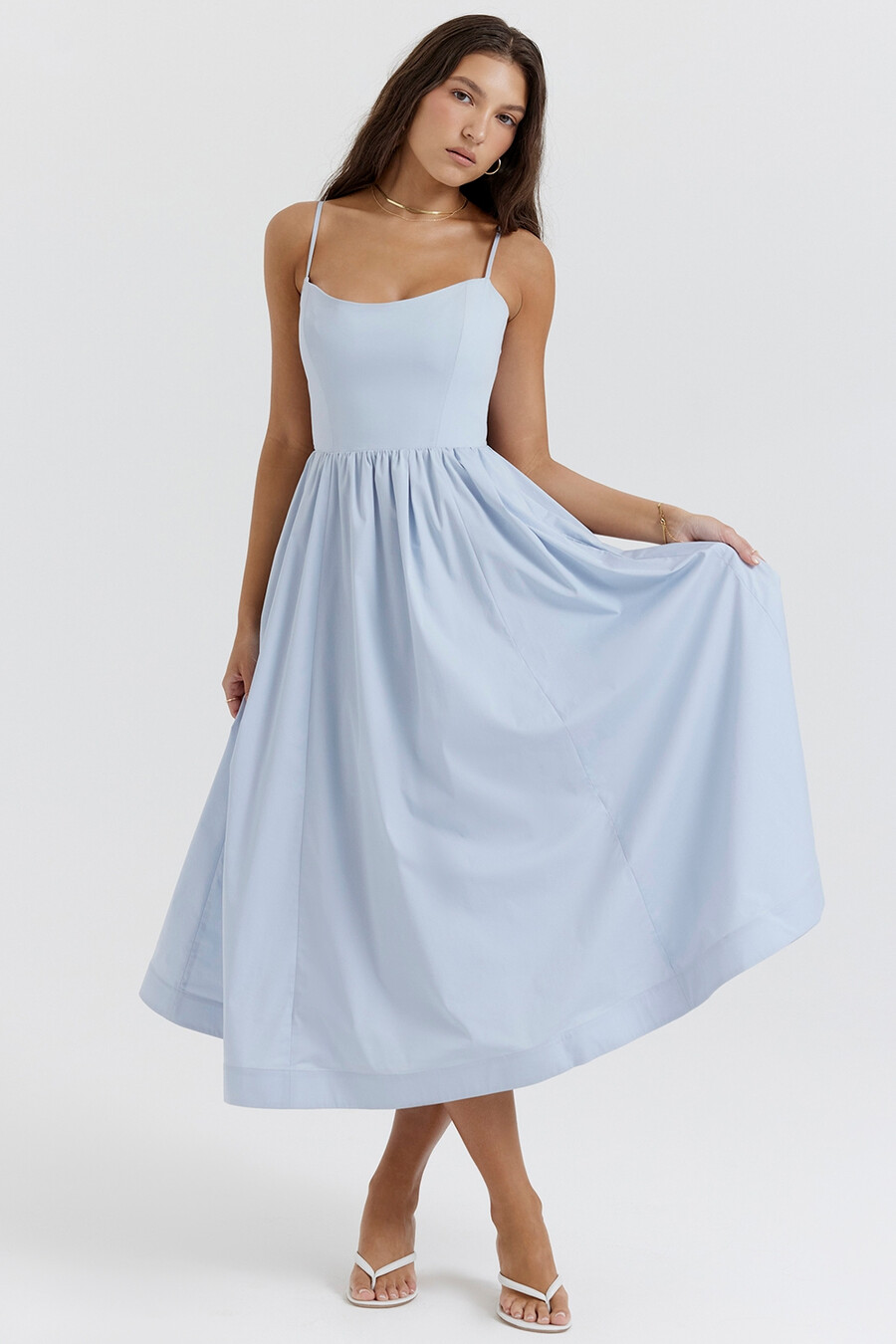 abito estivo con corsetto blu morbido