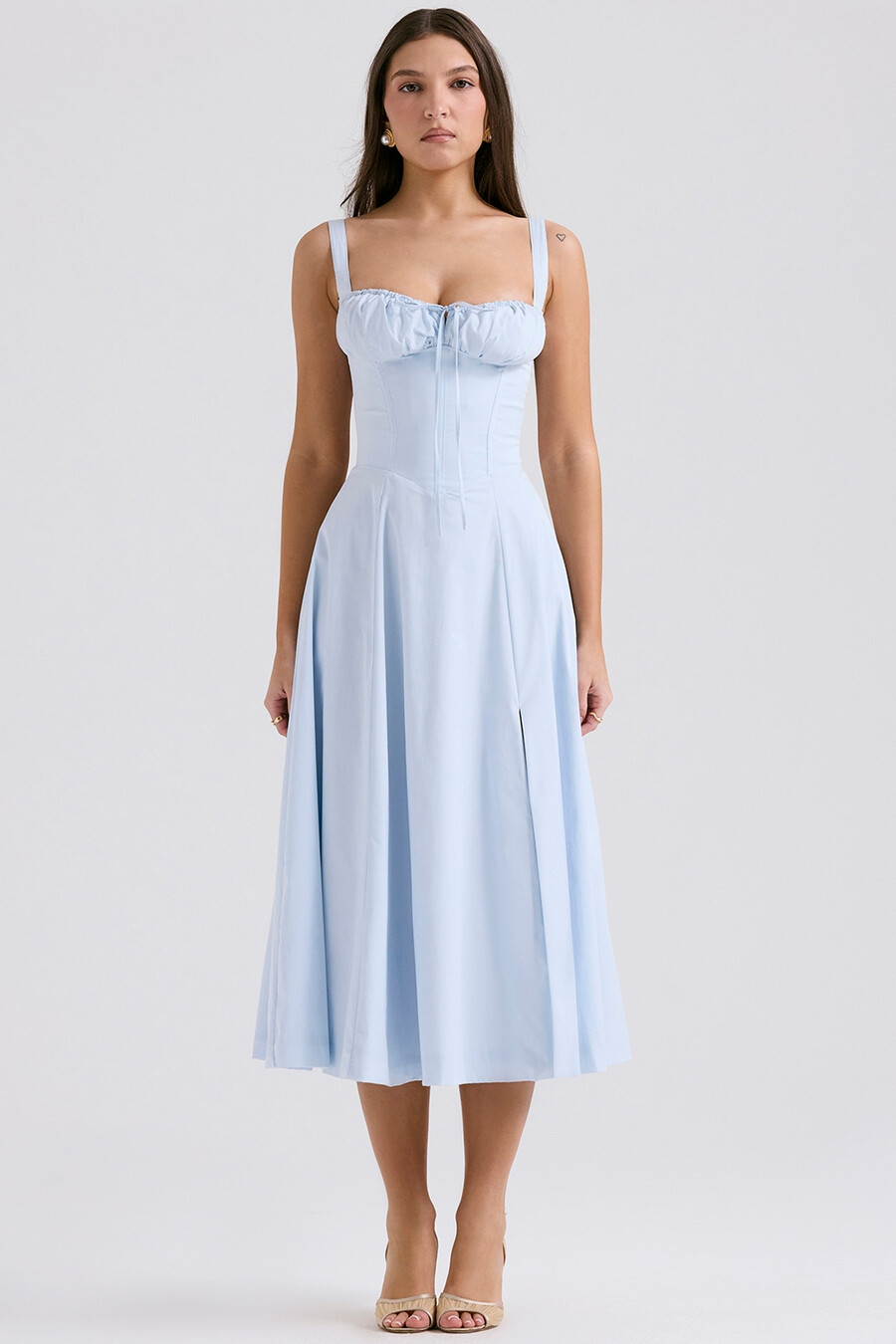 abito estivo bustier in morbido cotone blu