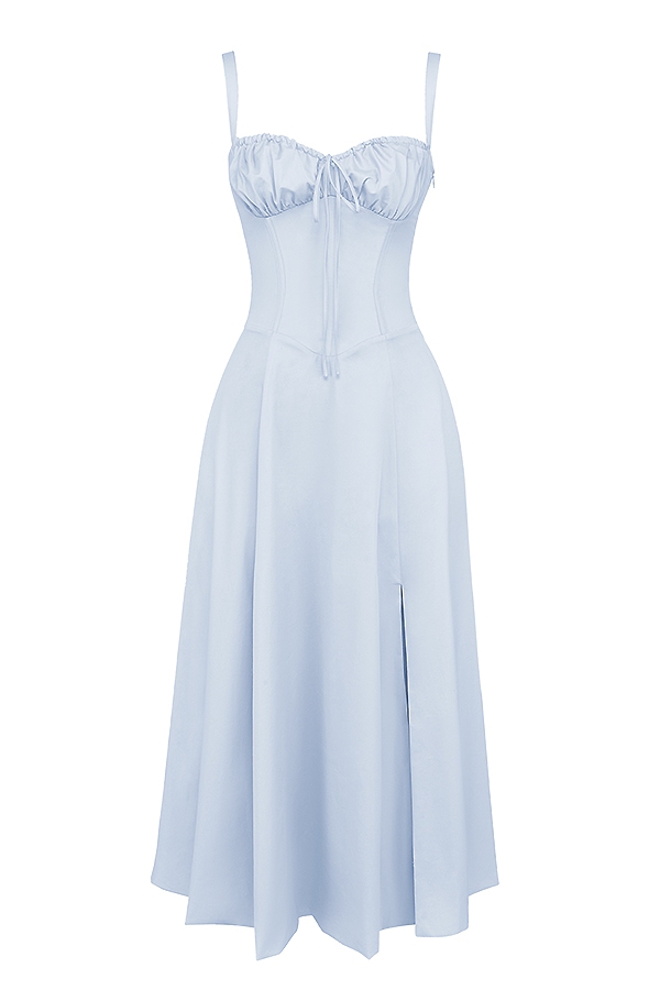 abito estivo bustier in morbido cotone blu