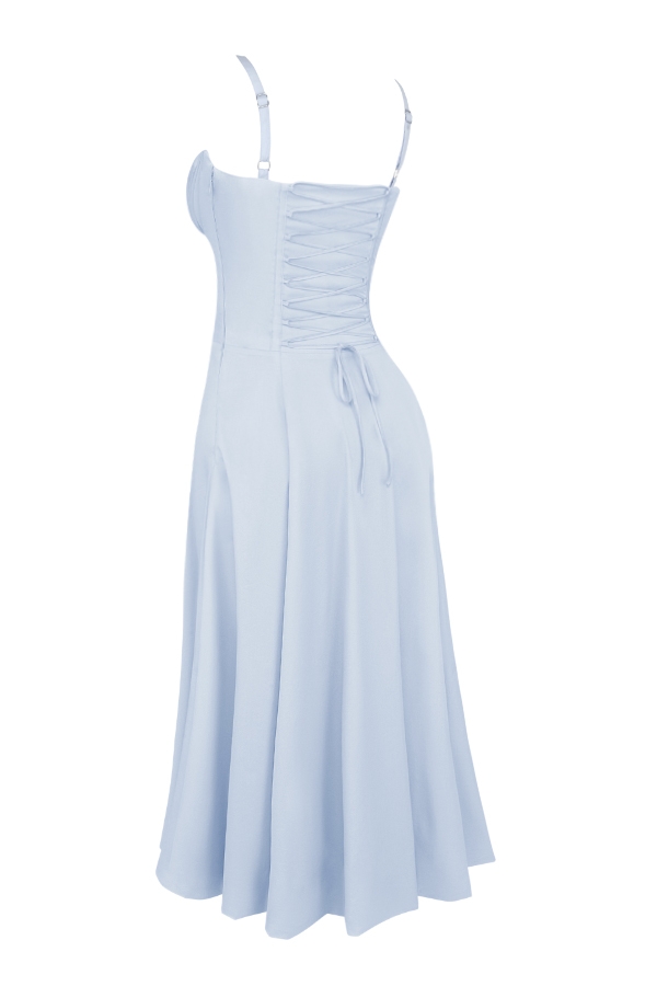 abito estivo bustier in morbido cotone blu