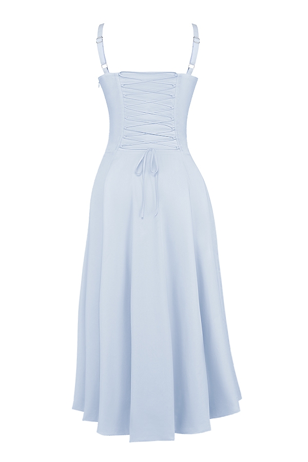 abito estivo bustier in morbido cotone blu