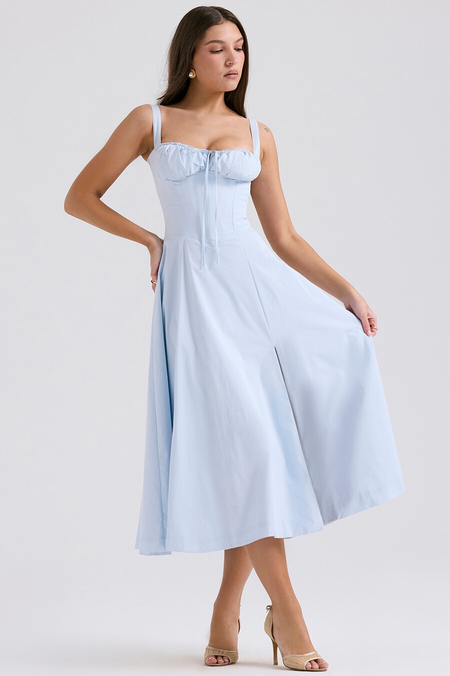 abito estivo bustier in morbido cotone blu