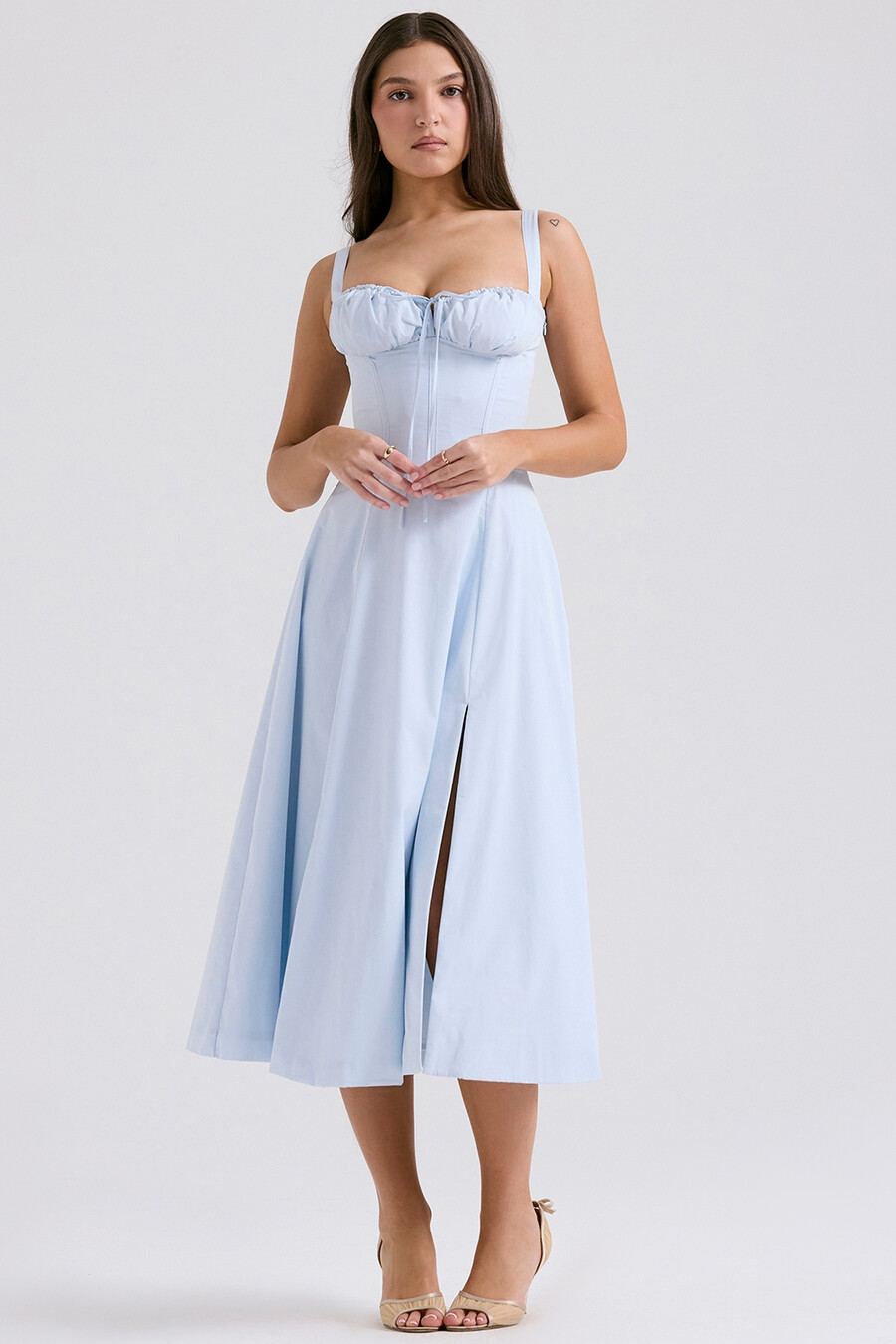 abito estivo bustier in morbido cotone blu
