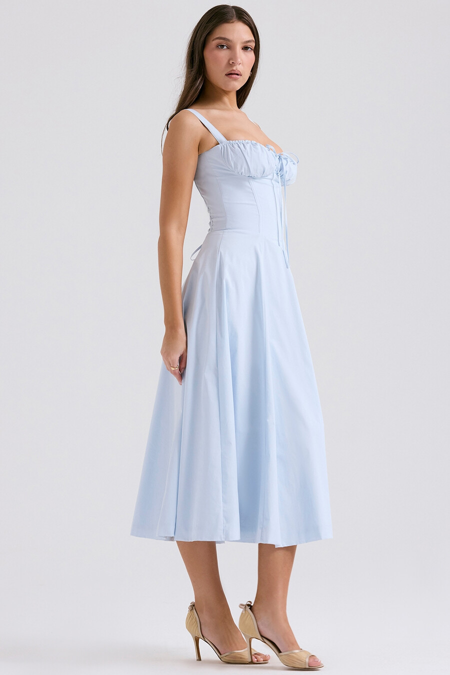 abito estivo bustier in morbido cotone blu