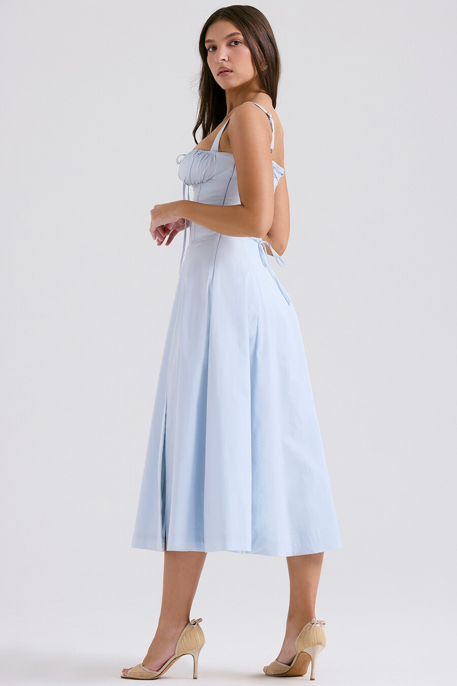 abito estivo bustier in morbido cotone blu