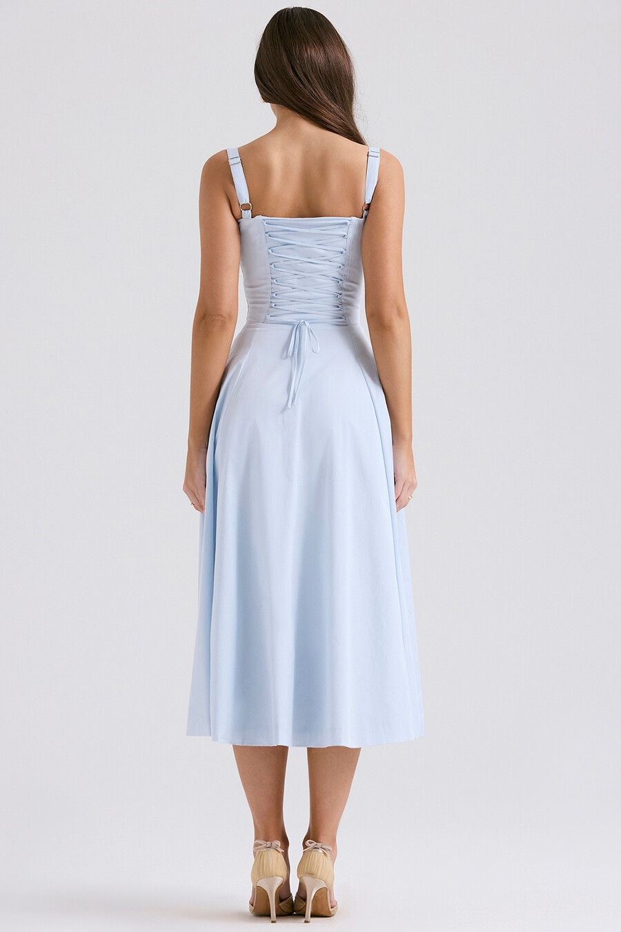 abito estivo bustier in morbido cotone blu