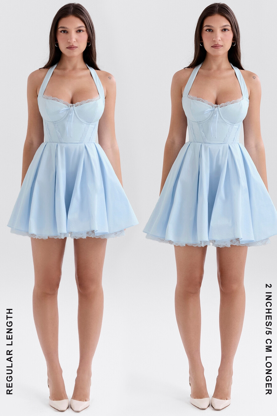mini abito in cotone con scollo allamericana bluebell