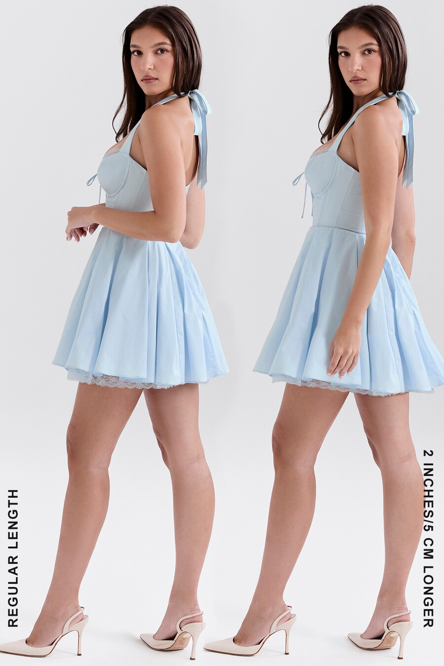 mini abito in cotone con scollo allamericana bluebell