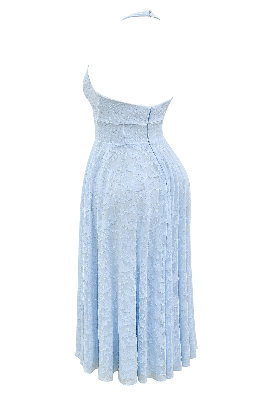 abito midi con scollo allamericana in jacquard floreale bluebell