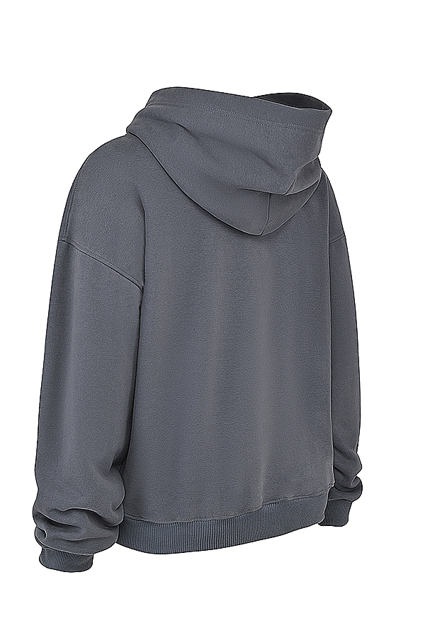 felpa con cappuccio e zip in ardesia