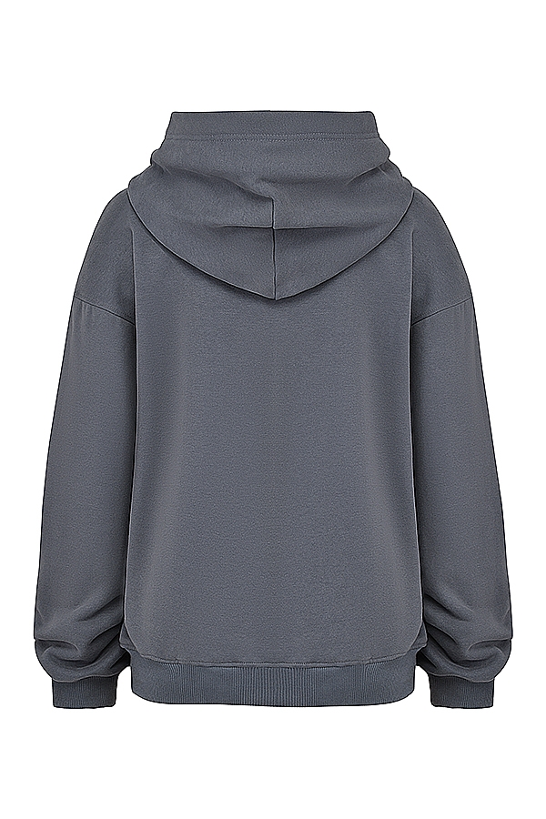 felpa con cappuccio e zip in ardesia