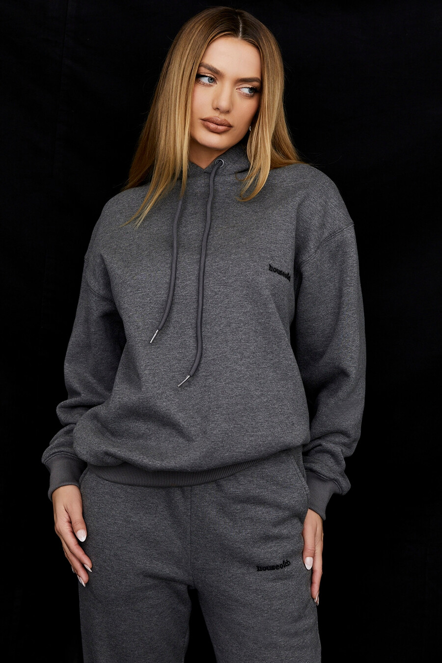 felpa con cappuccio oversize grigio scuro