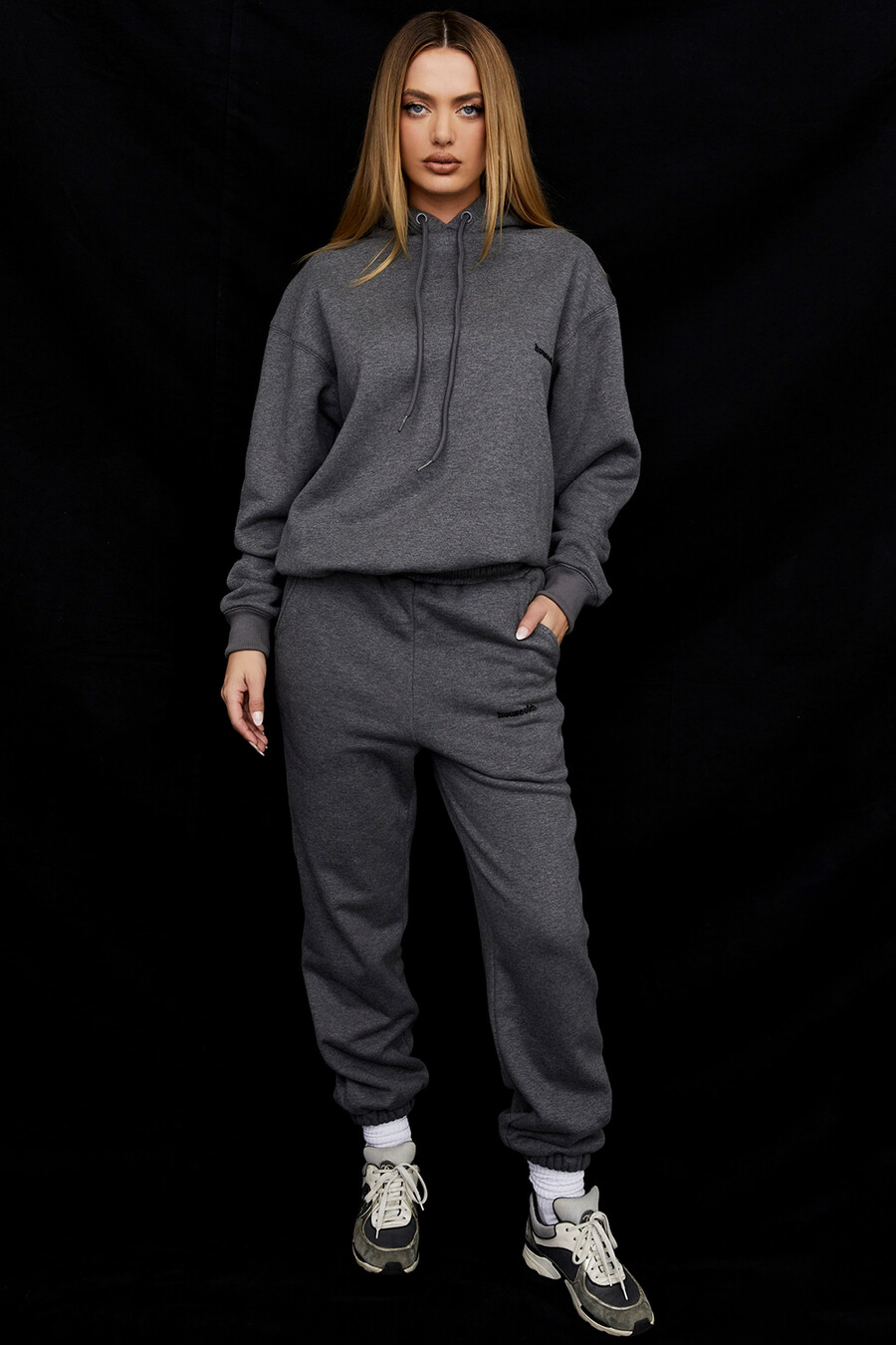 felpa con cappuccio oversize grigio scuro