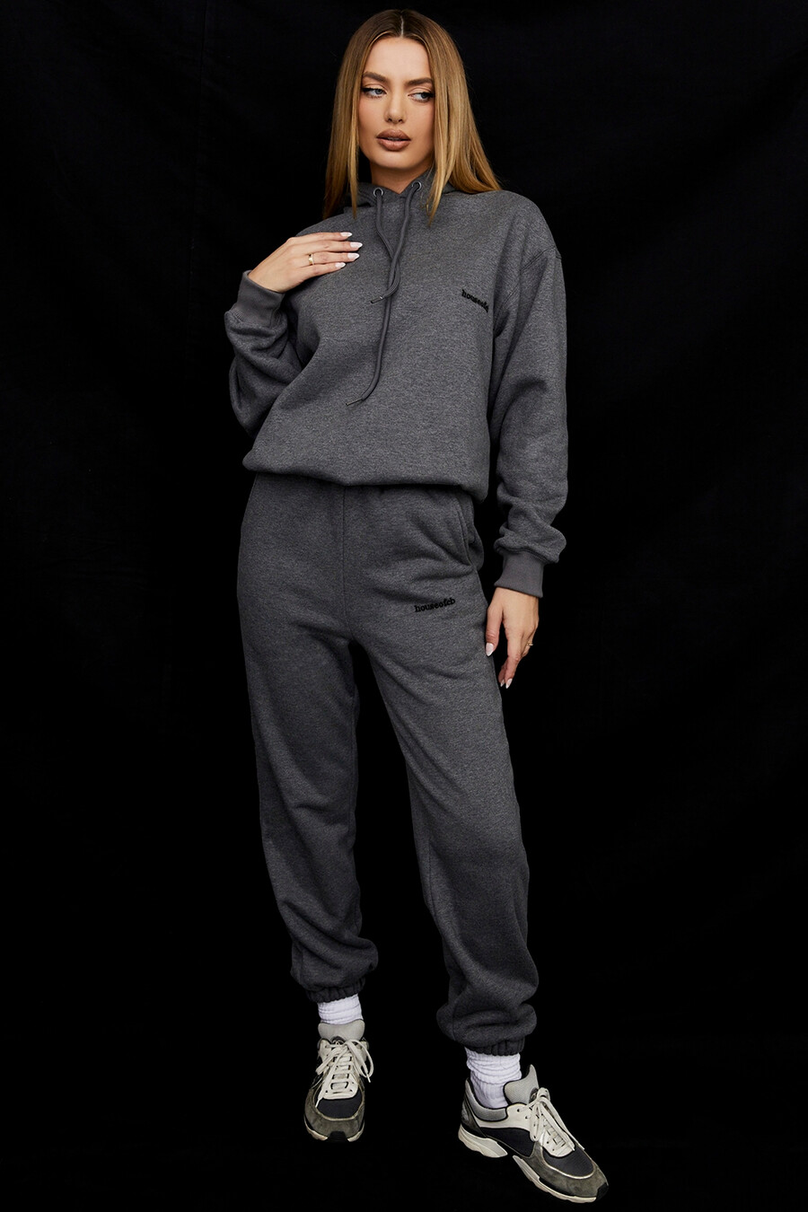 felpa con cappuccio oversize grigio scuro