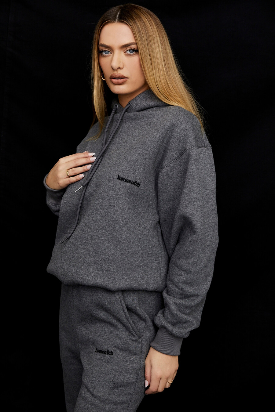 felpa con cappuccio oversize grigio scuro