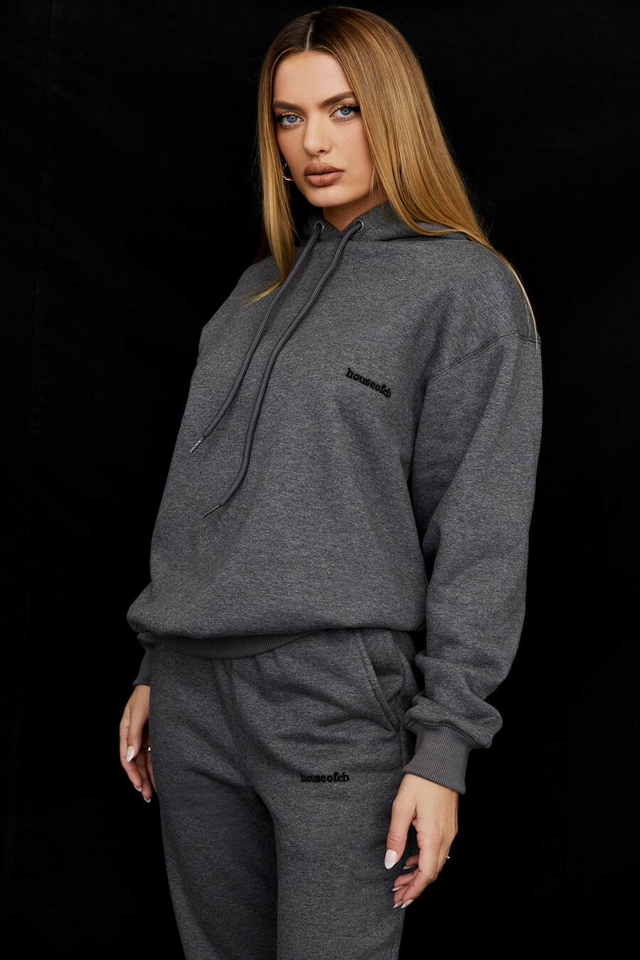 felpa con cappuccio oversize grigio scuro