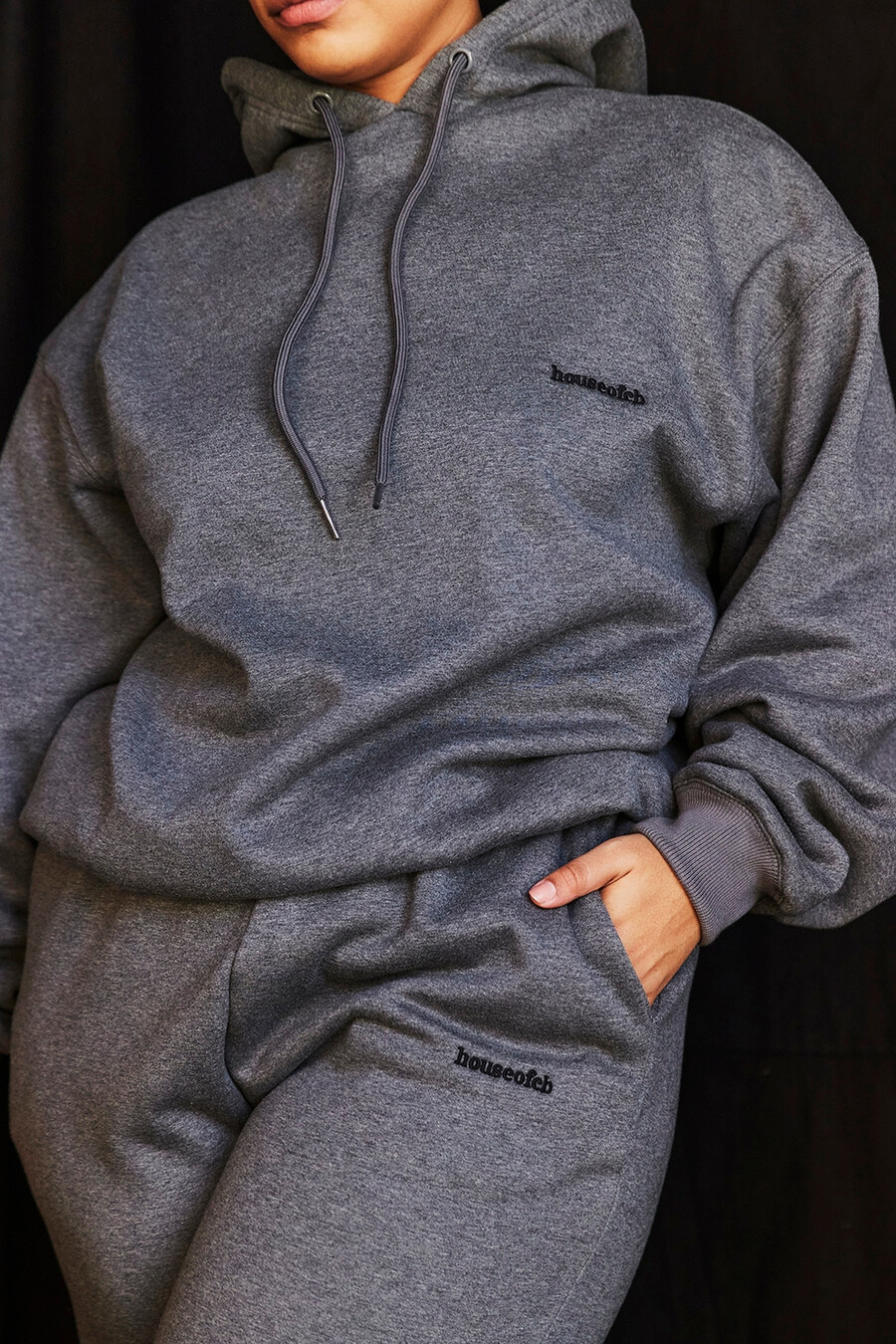 felpa con cappuccio oversize grigio scuro