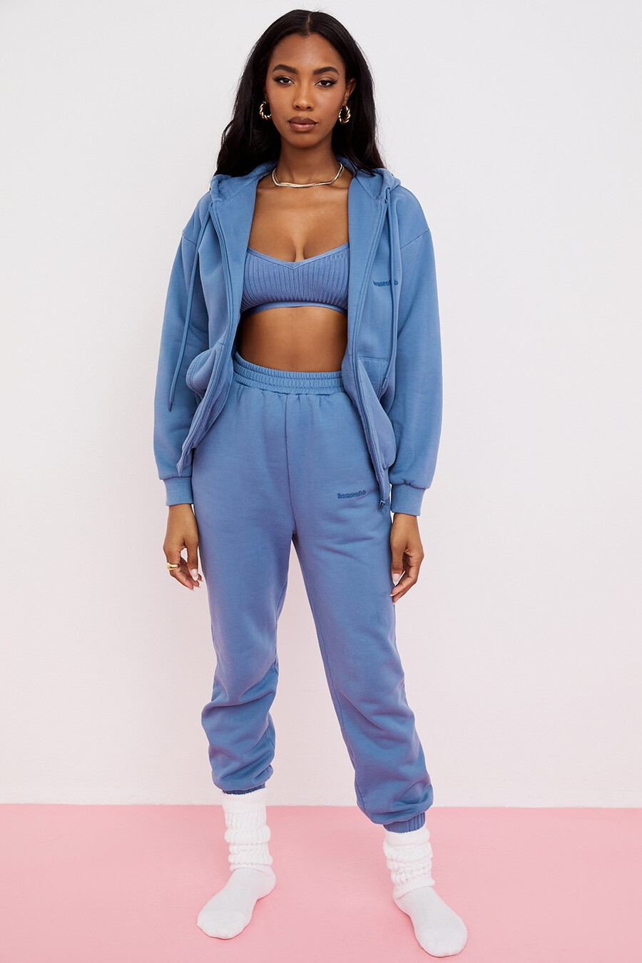 felpa con cappuccio e zip azure