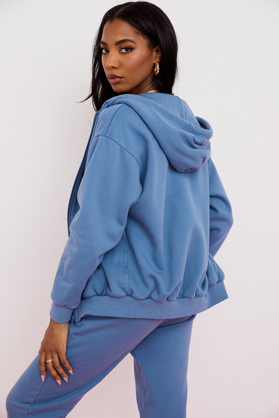 felpa con cappuccio e zip azure